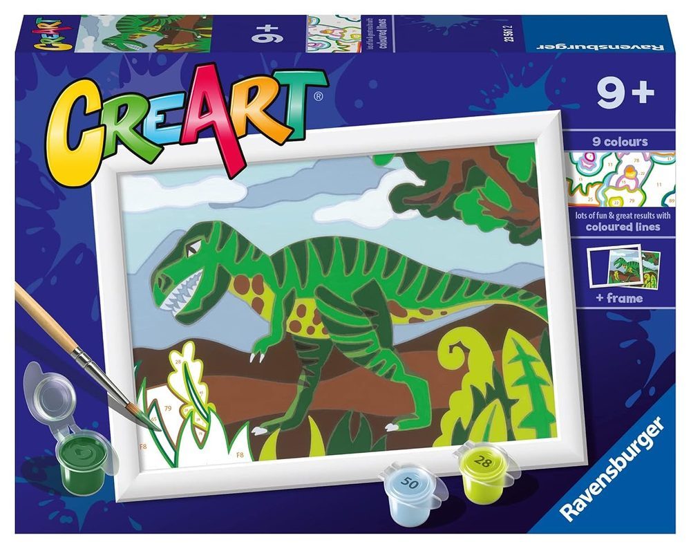 Ravensburger - CreArt Dinosaurio Hambriento, Kit pintar números +9 años