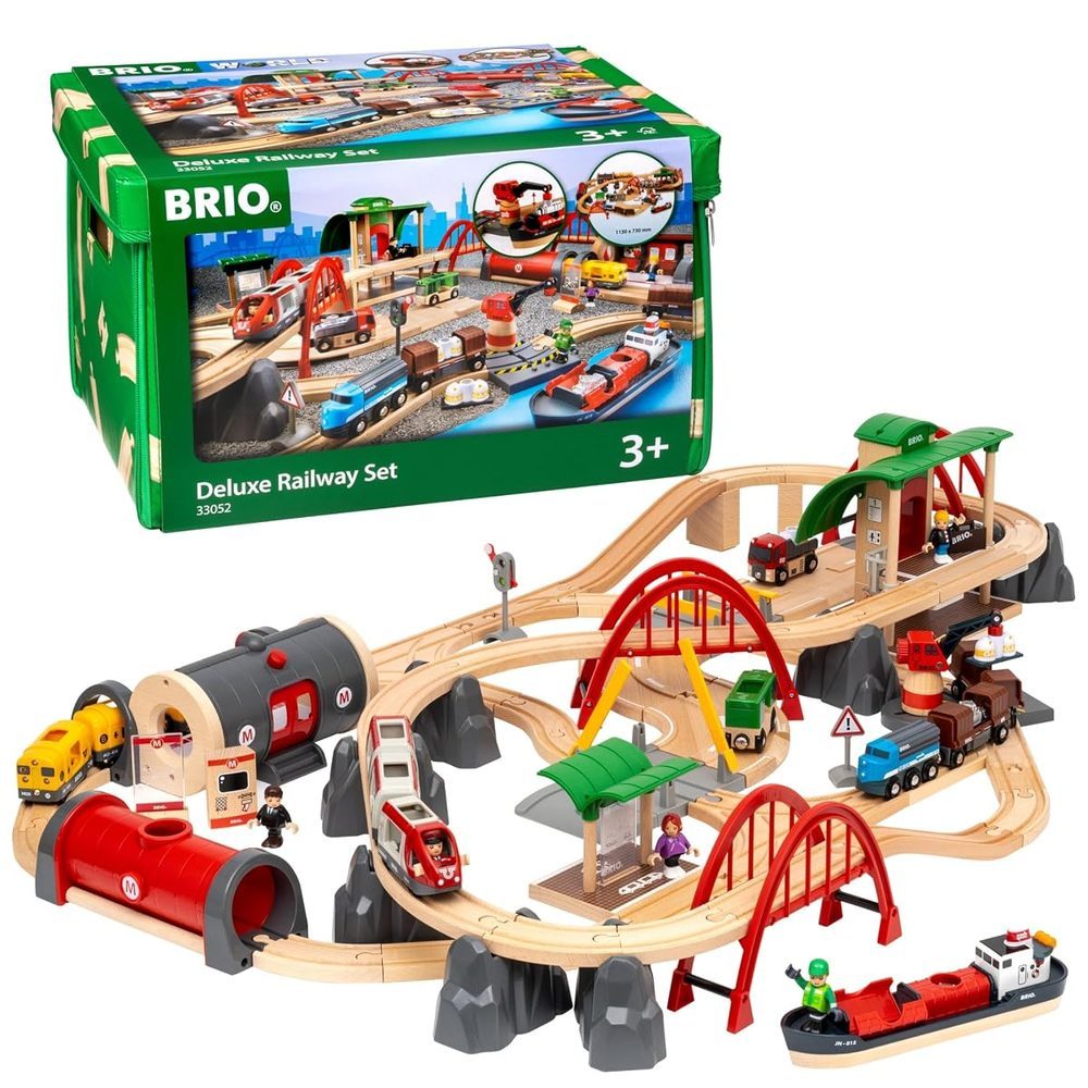 BRIO World - Set Ferrocarril Deluxe, Ferrocarriles, Set de Construcción de Madera, Tren Juguete, Juguetes Niños 3 Años o más, Juegos Educativos 3 Años