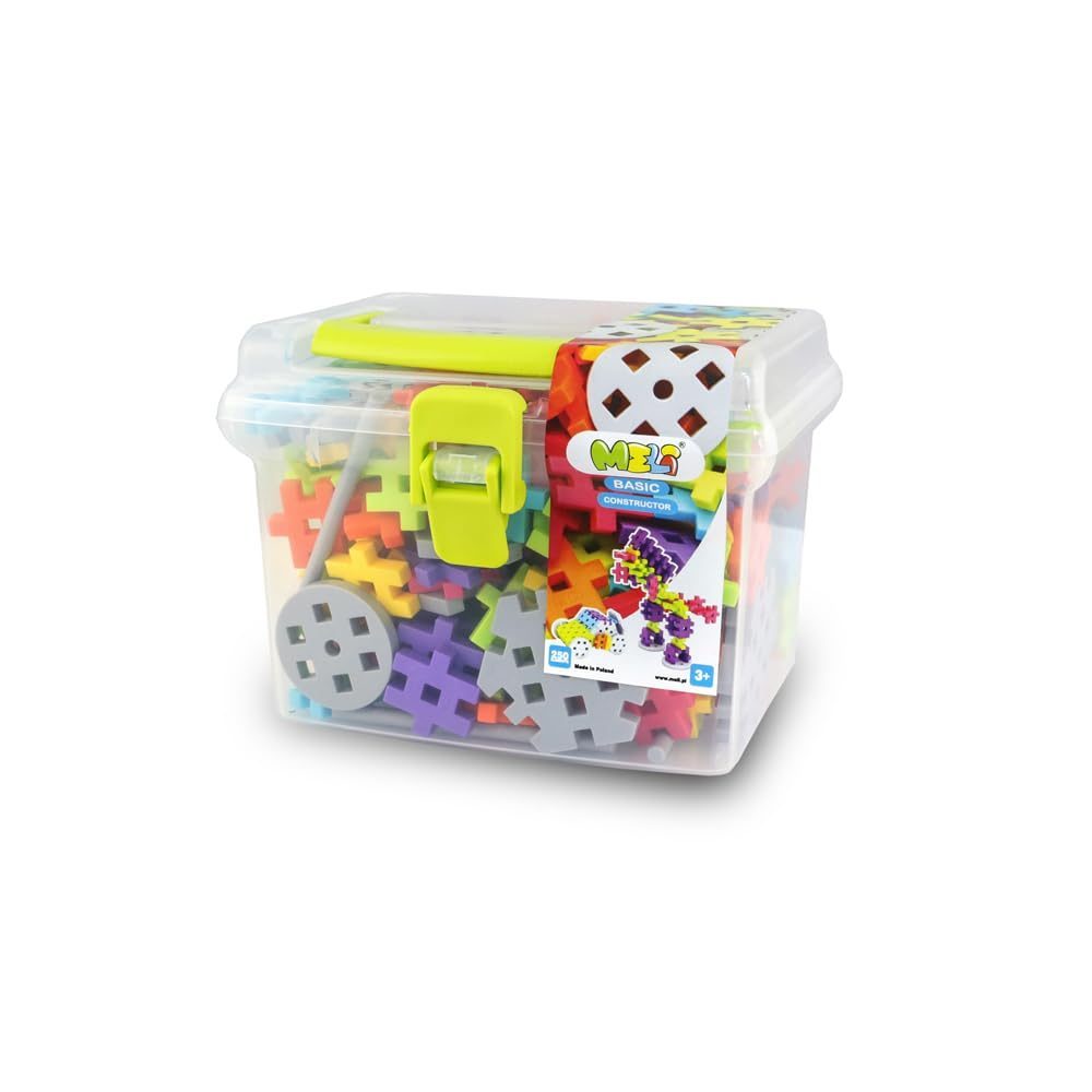 Meli Basic Constructor Travel Box 250 – Juguete Creativo para niños – 250 Bloques de construcción de Colores – Fomentar la motricidad y la Creatividad Viajes – Juego a Partir de 3 años