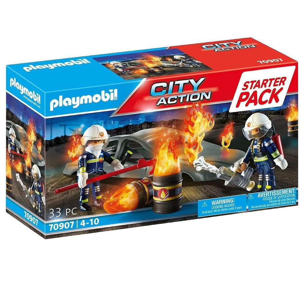 PLAYMOBIL 70907 City Action Starter Pack Simulacro de Incendio, Juguetes para niños a Partir de 4 años, Multicolor