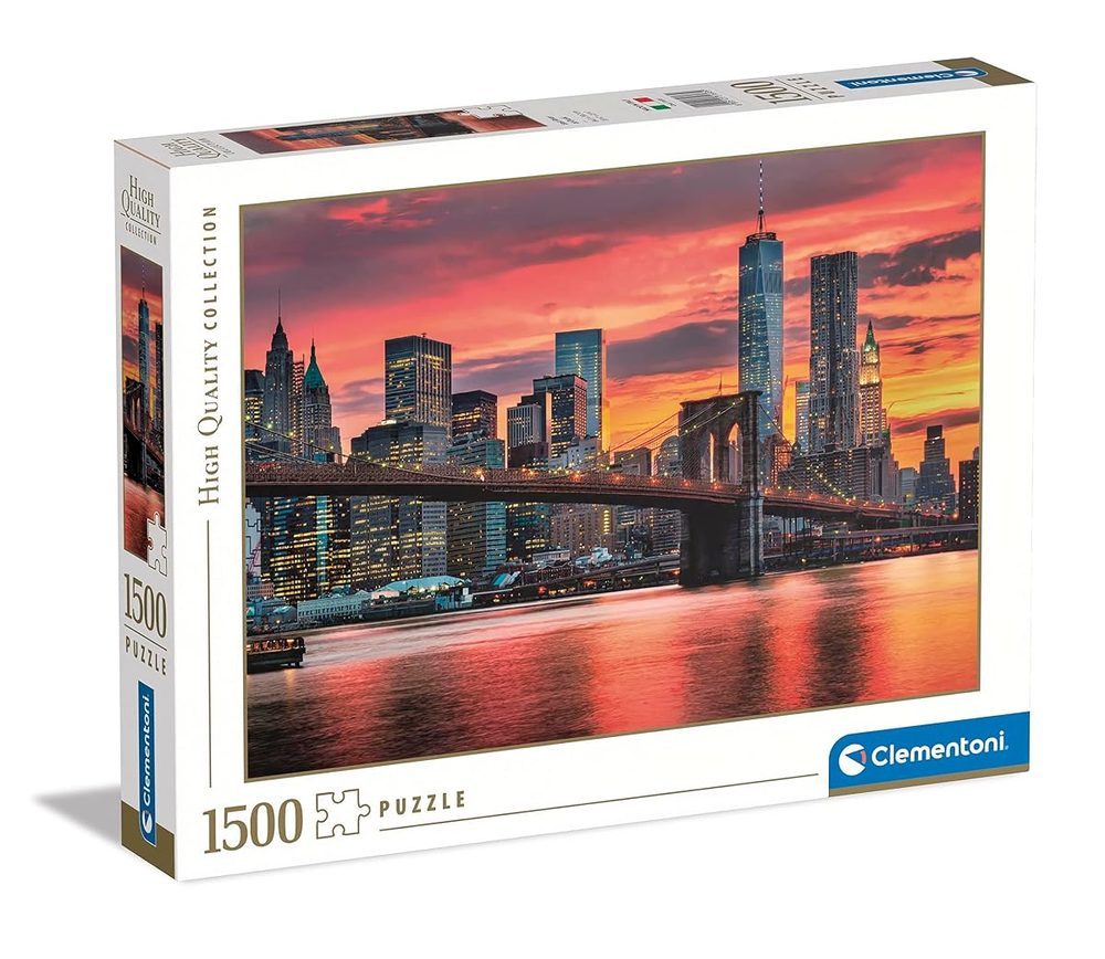 Clementoni - Puzzle Adulto 1500 Piezas East River al anochecer, Nueva York - Desde 14 años (31693)