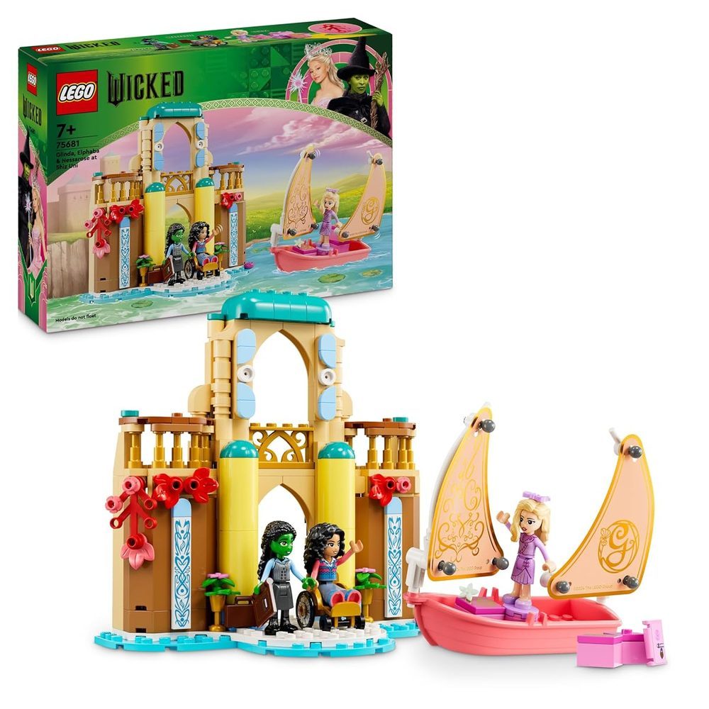 LEGO Wicked Glinda, Elphaba y Nessarose en Shiz University, Casa de Muñecas con Barco Velero de Juguete y 3 Mini Muñecos, Regalo para Niñas y Niños de 7 Años o Más Fans del Musical 75681