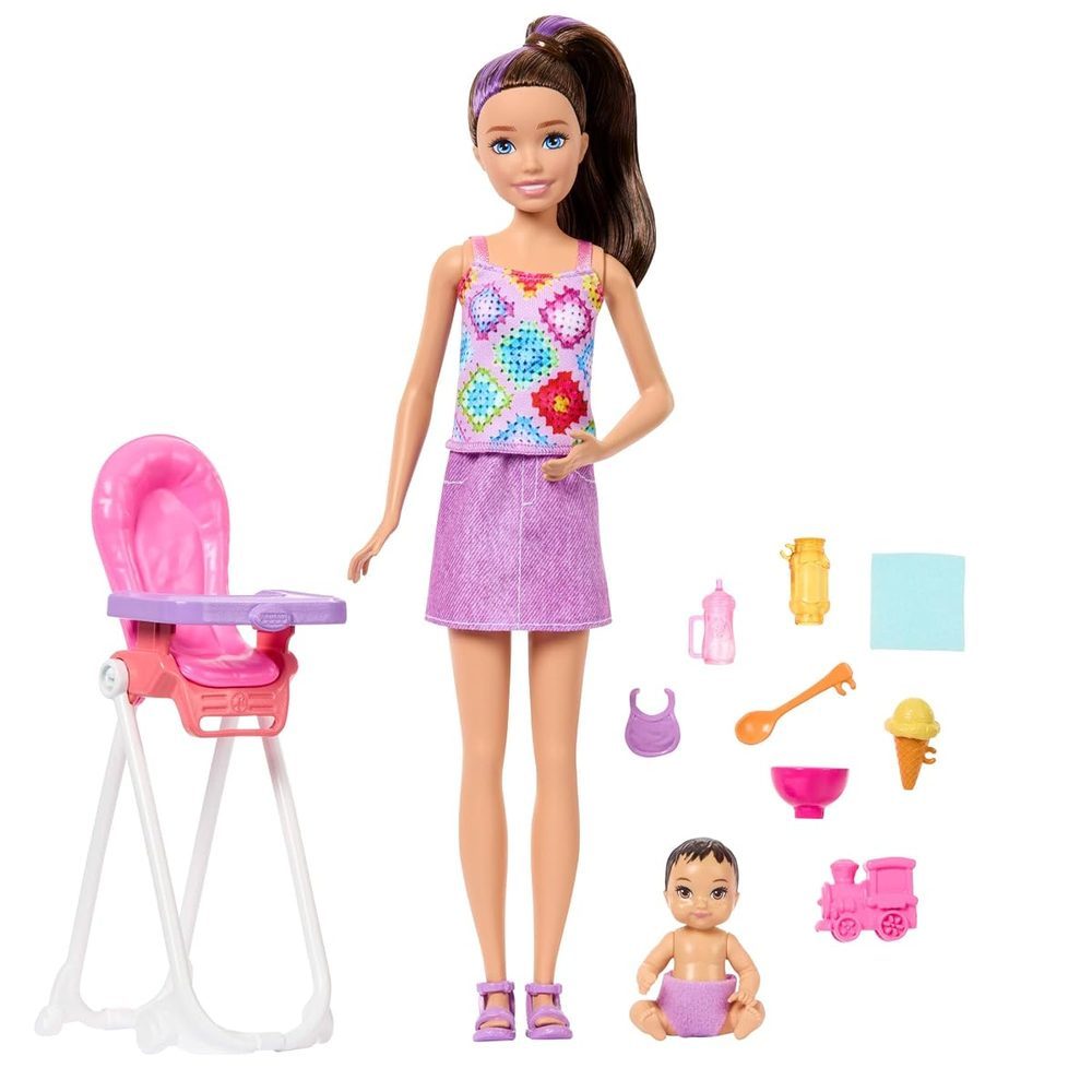 Barbie Skipper Babysitters Inc. Set de juego con muñeca morena